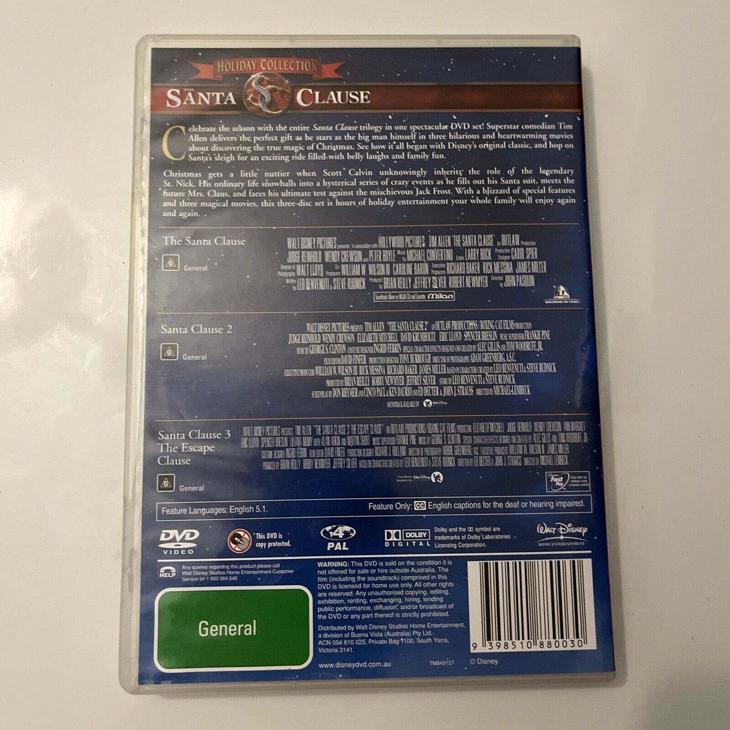 The Santa Clause / Santa Clause 2 / Santa Clause 3 (DVD, 3-Disc) Region 4