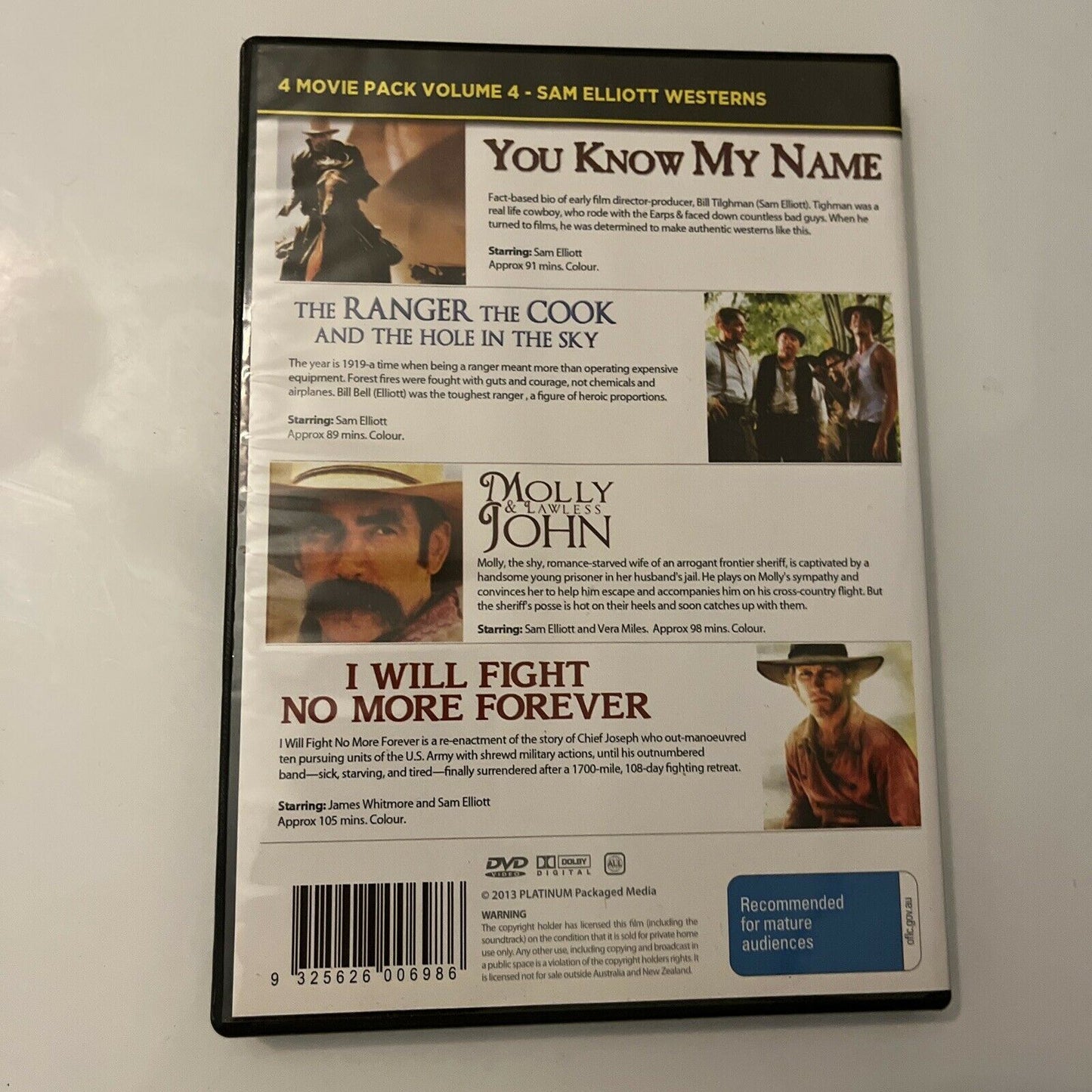 Sam Elliott - 4 Movie Westerns (DVD, 2013, 2-Disc) All Regions