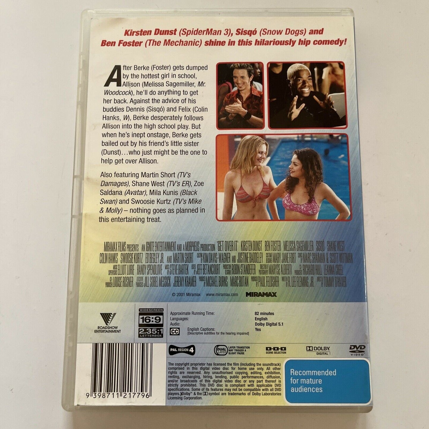 Get Over It! (DVD, 2001) Kirsten Dunst, Ben Foster, Melissa Sagemiller Region 4