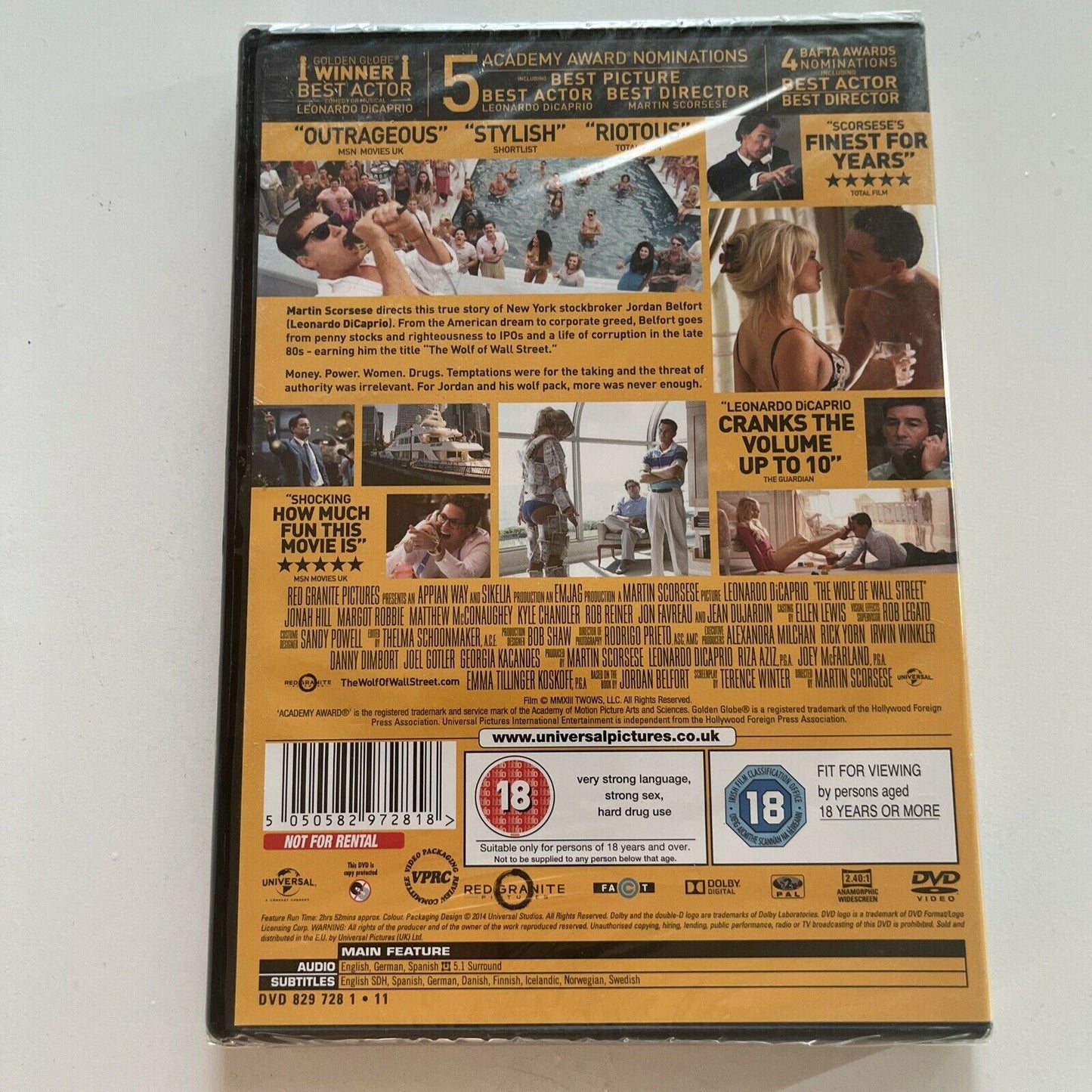 *New Sealed* The Wolf Of Wall Street (DVD, 2014) Leonardo DiCaprio Region 2