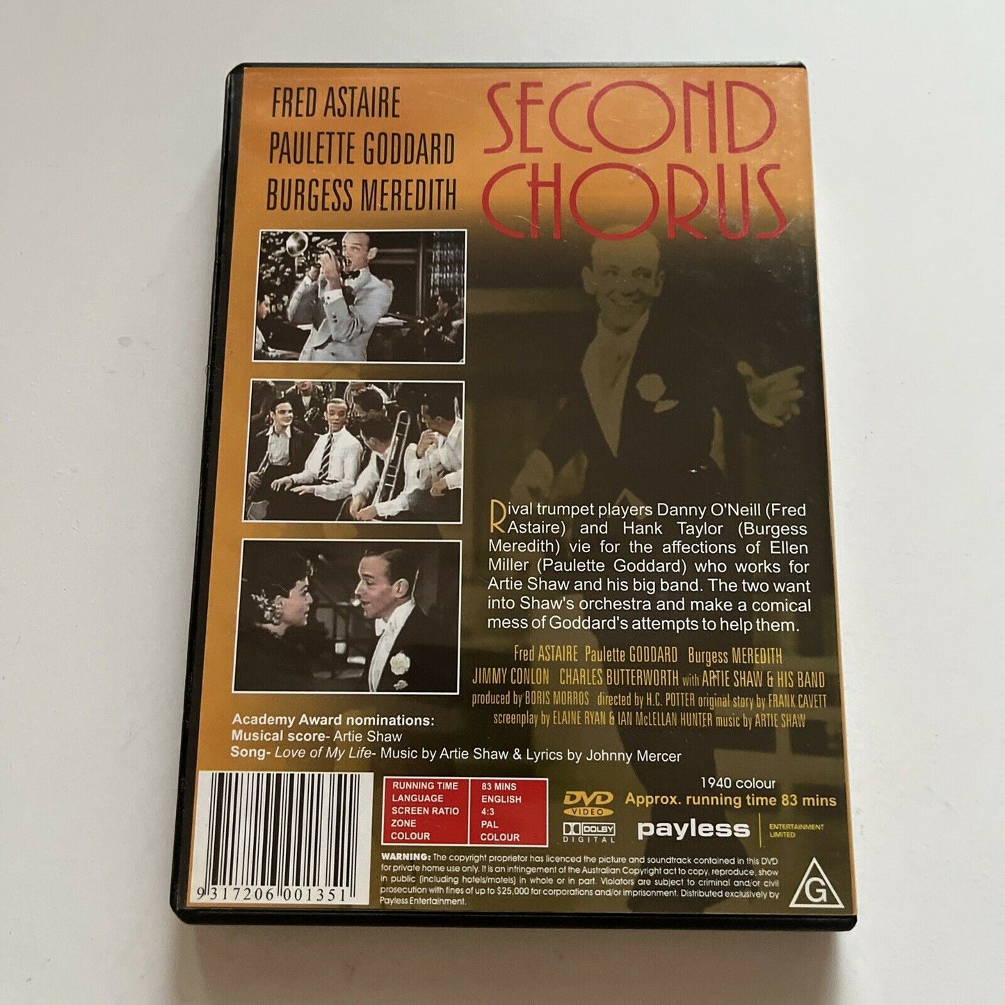 Second Chorus (DVD, 1940) Fred Astaire, Paulette Goddard, Artie Shaw All Regions