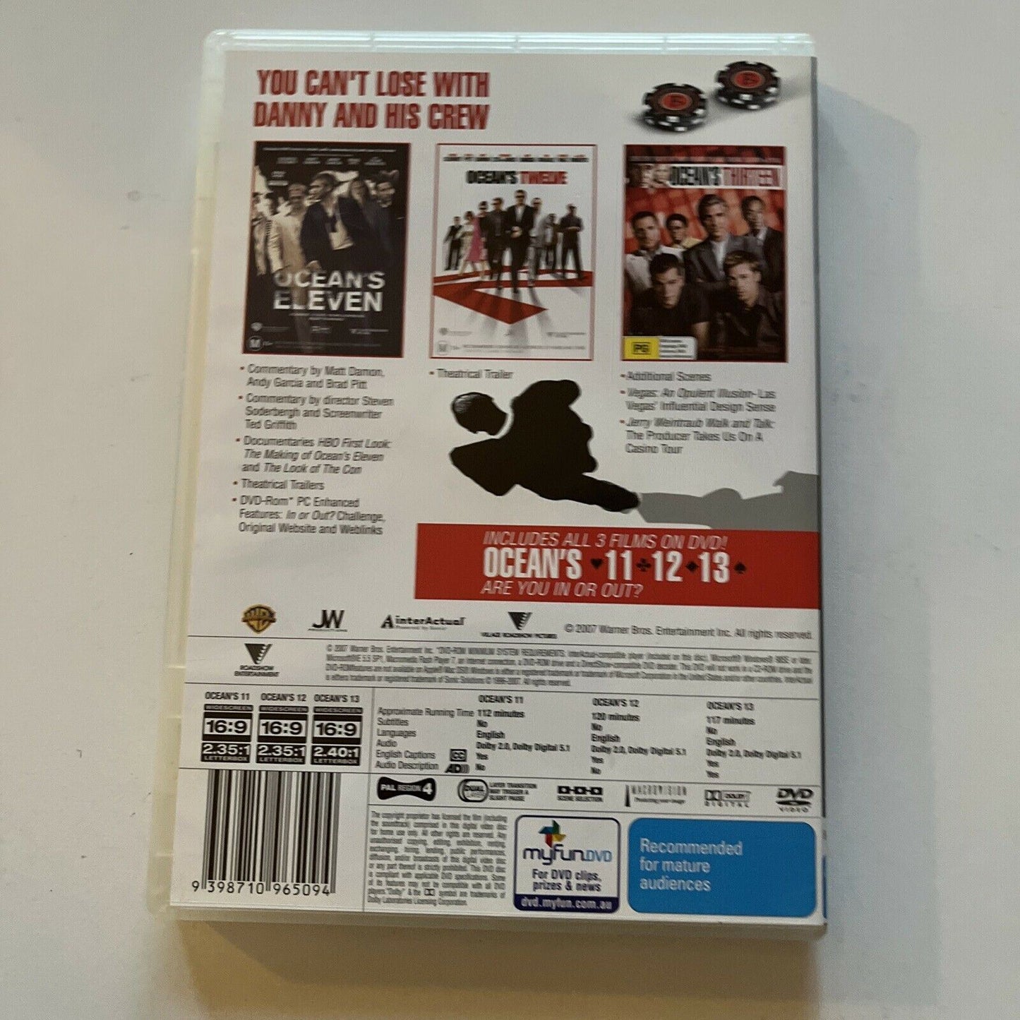 Ocean's Eleven / Ocean's Twelve / Ocean's Thirteen (DVD, 2007, 3-Disc) Region 4