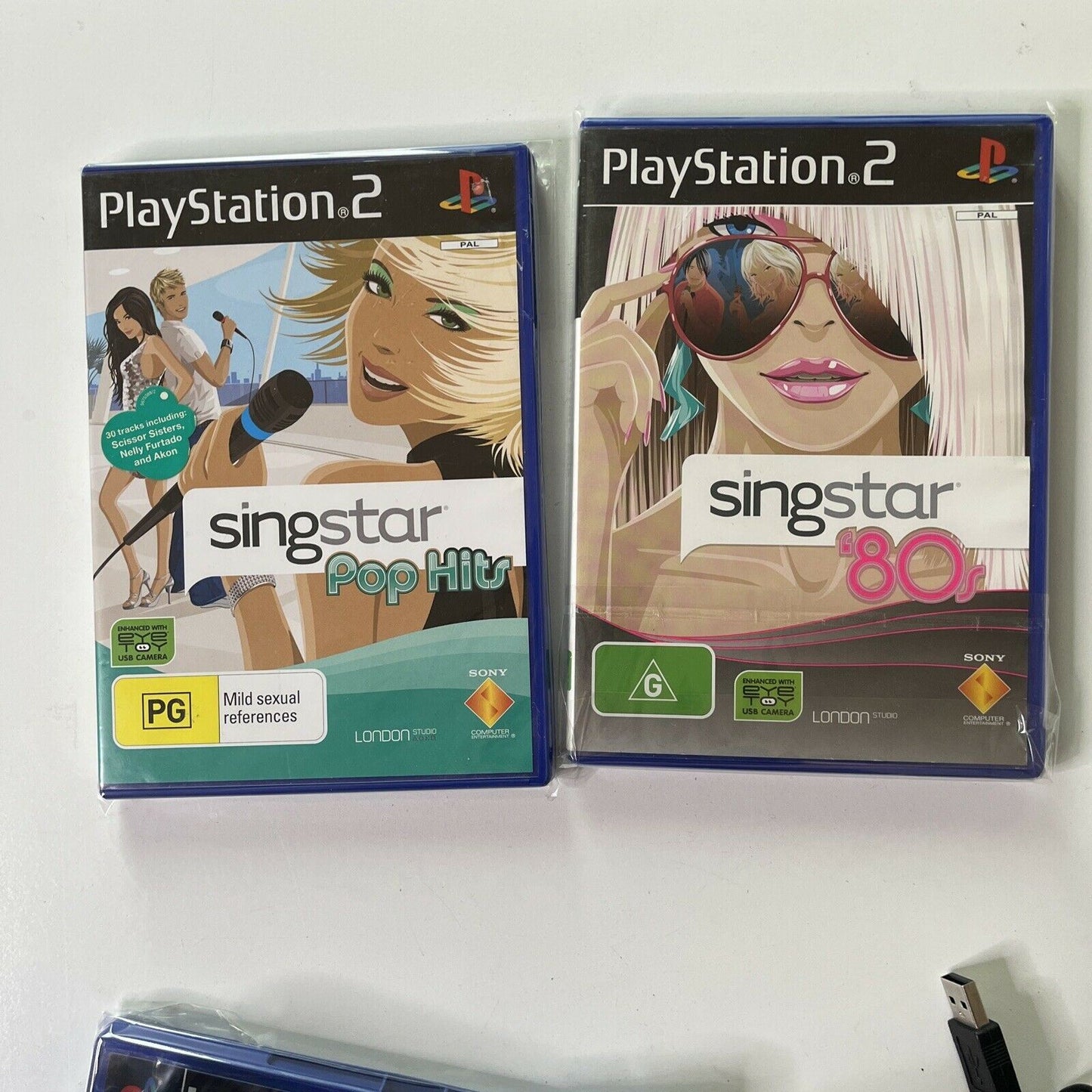 2x SingStar Wireless Microphone for PS2 & PS3 with 8x SingStar PS2 Games PAL