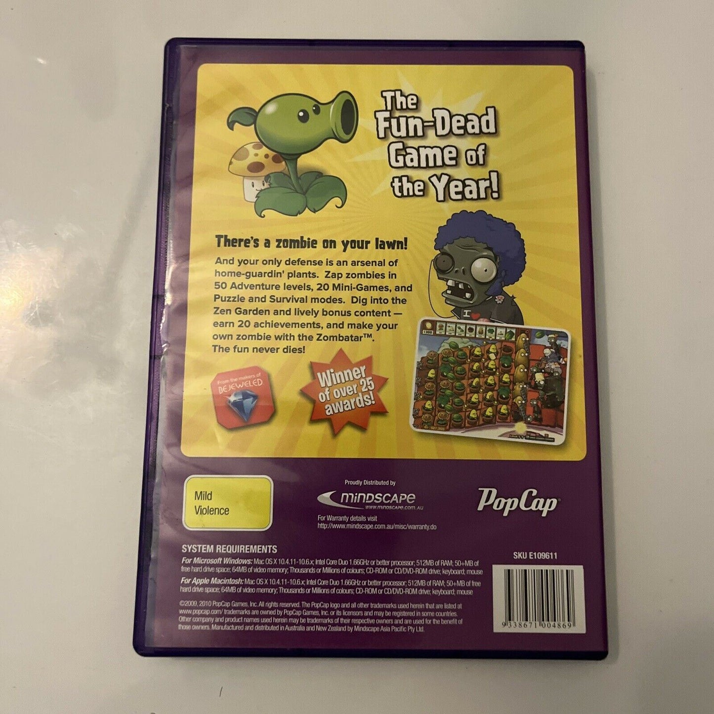 Plants vs Zombies Game of the Year Edition PC CD-ROM Australian Release