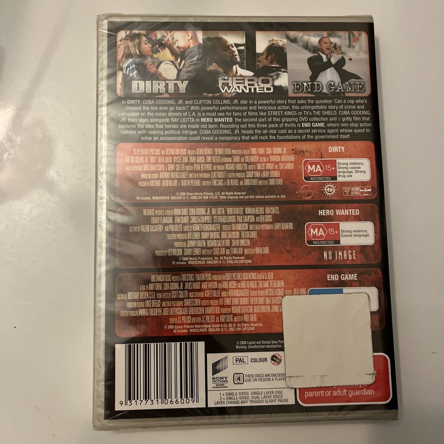*New Sealed* Dirty / Hero Wanted / End Game (DVD, 2008, 3-Disc) Region 4