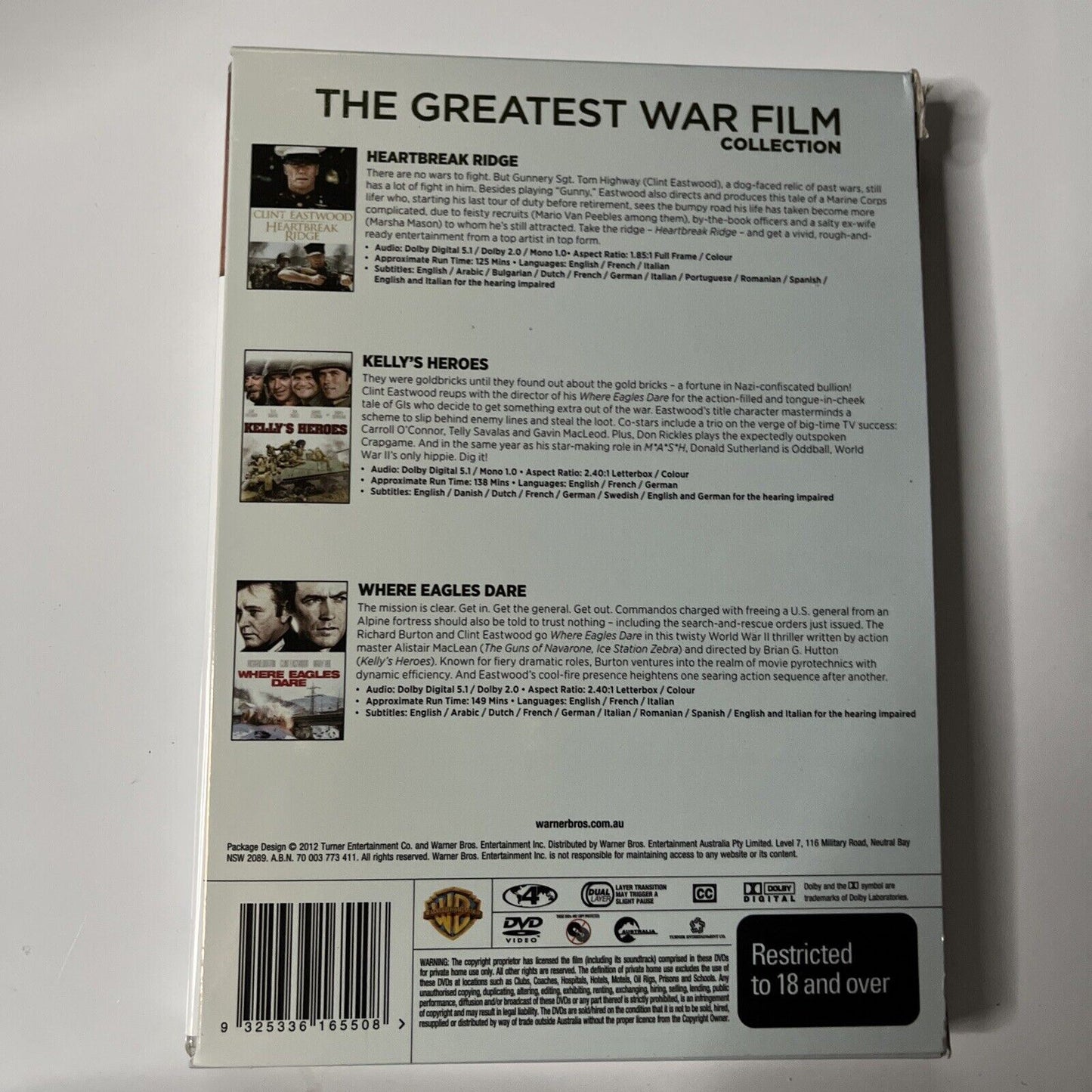 Heartbreak Ridge / Kelly's Heroes / Where Eagles Dare DVD Clint Eastwood Region4
