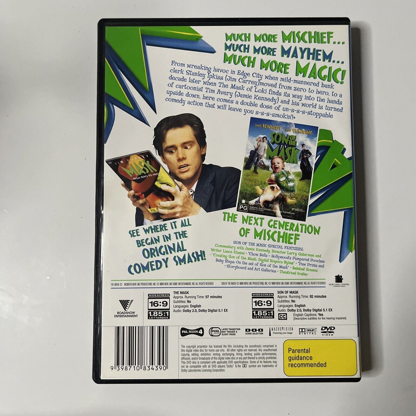 The Mask / Son Of The Mask (DVD, 1994, 2-Disc) NEW Jim Carrey Region 4