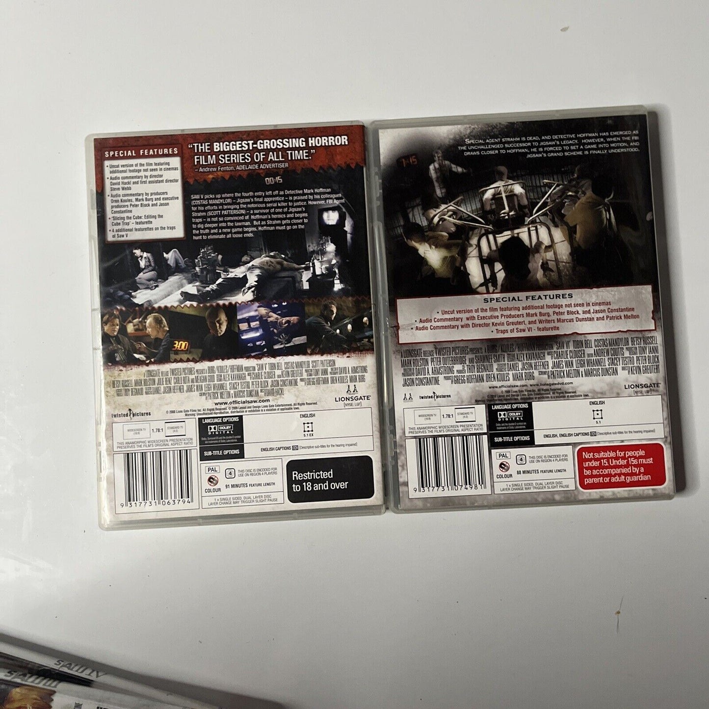 Saw 1,2,3,4,5,6 (DVD, 2009, 6-Disc) Region 4