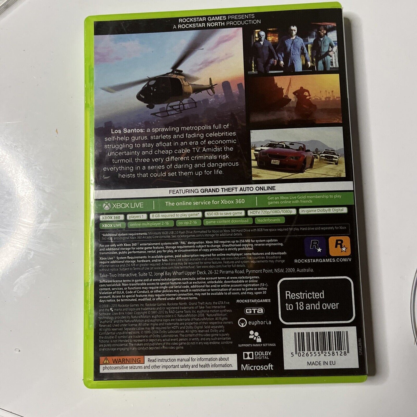 Grand Theft Auto V (Microsoft Xbox 360, 2013) With Manual Map