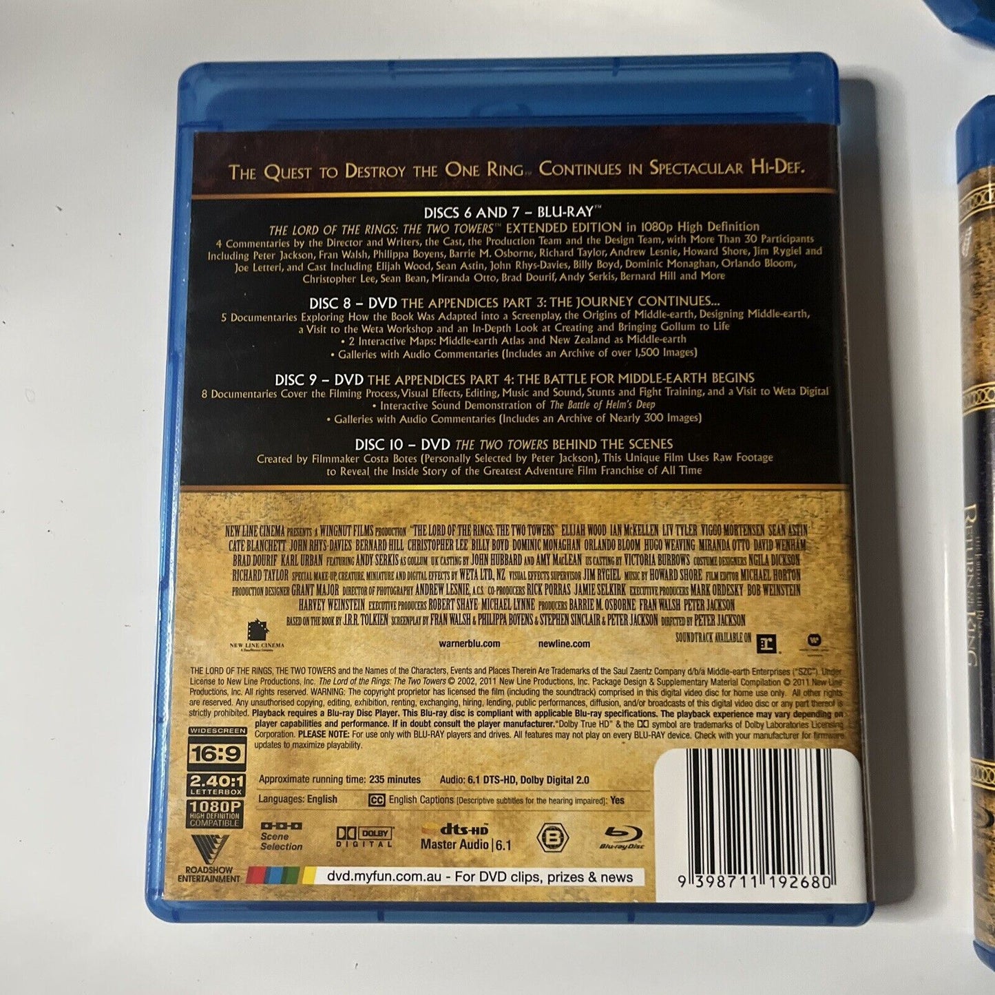 The Lord of the Rings: Trilogy Extended Edition (Bluray, 2011, 15-Disc) Region B