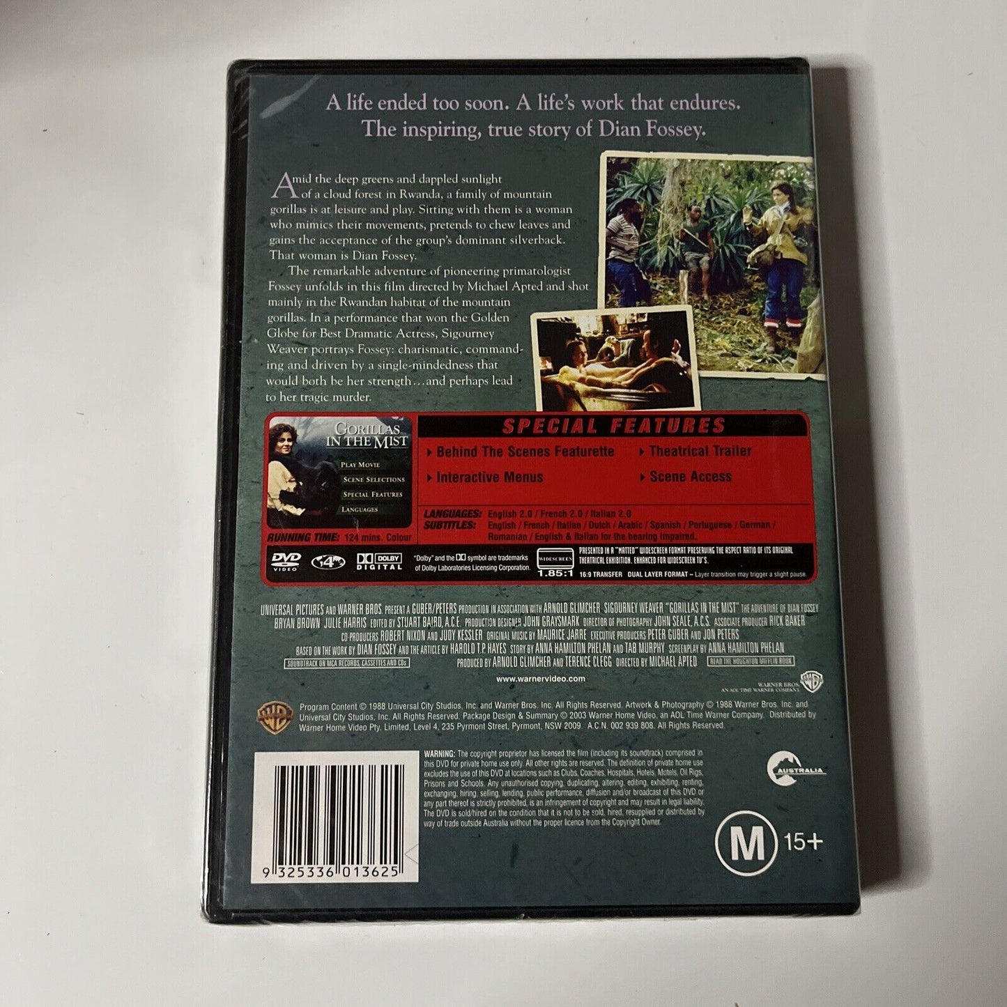*New Sealed* Gorillas In The Mist (DVD, 1988) Sigourney Weaver, Region 4