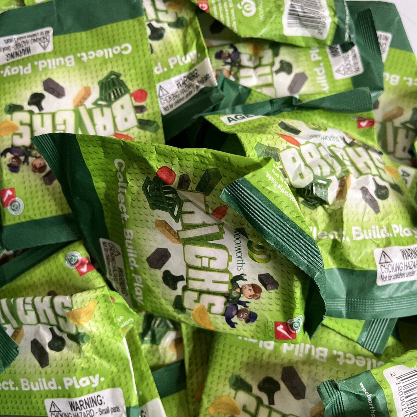 59x Unopened Sealed Woolworths Bricks Packets / Packs Lot - Mini Collectables