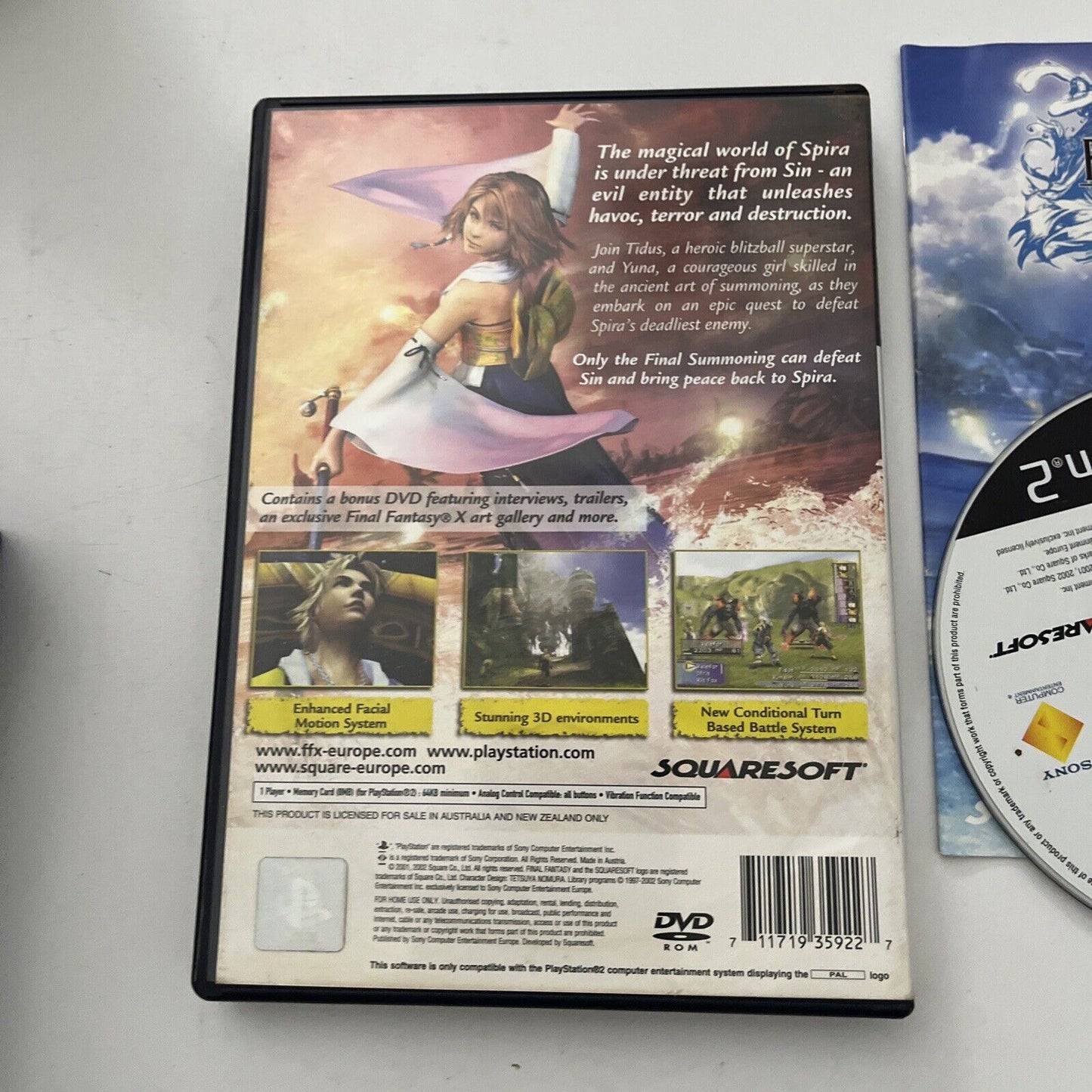 FINAL FANTASY X + Bonus DVD PS2 PlayStation 2 With Manual PAL