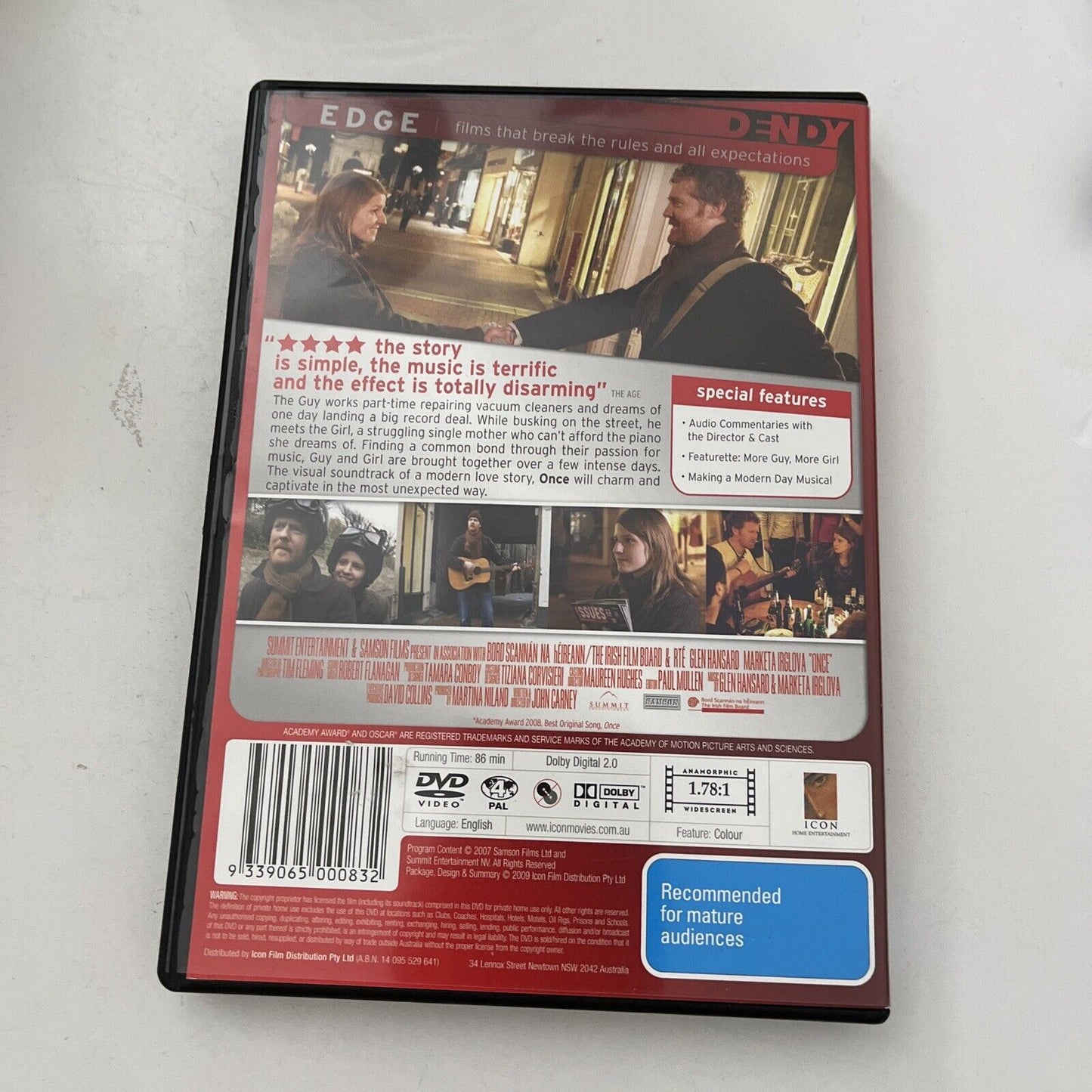 Once (DVD, 2006) NEW Glen Hansard, Marketa Irglova Region 4