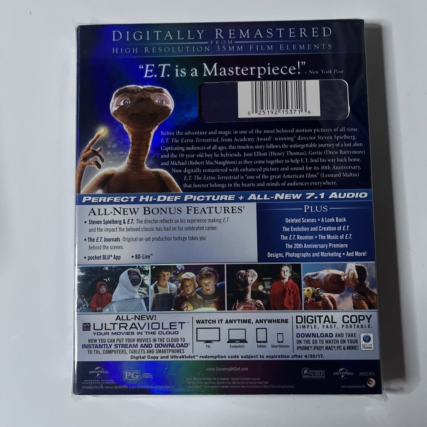 *New Sealed* E.T. Steven Spielberg - Anniversary Bluray Disc- US Version