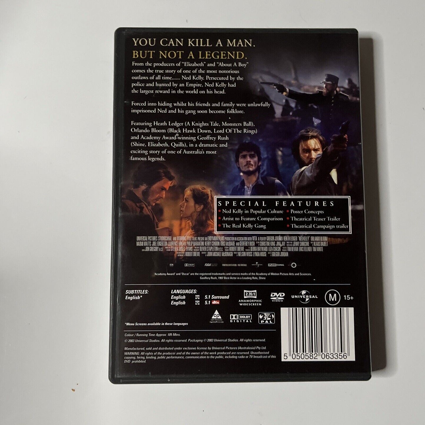 Ned Kelly (DVD, 2003) Heath Ledger, Orlando Bloom, Naomi Watts NEW Region 4&2