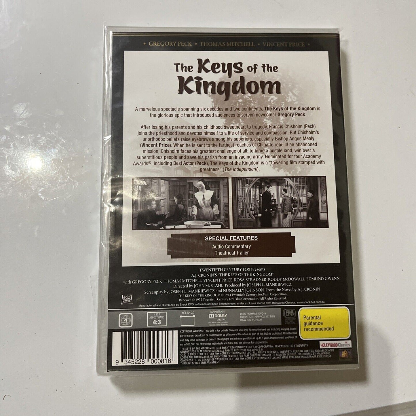 The Keys of the Kingdom (DVD, 1944) Gregory Peck, Thomas Mitchell, NEW Region 4