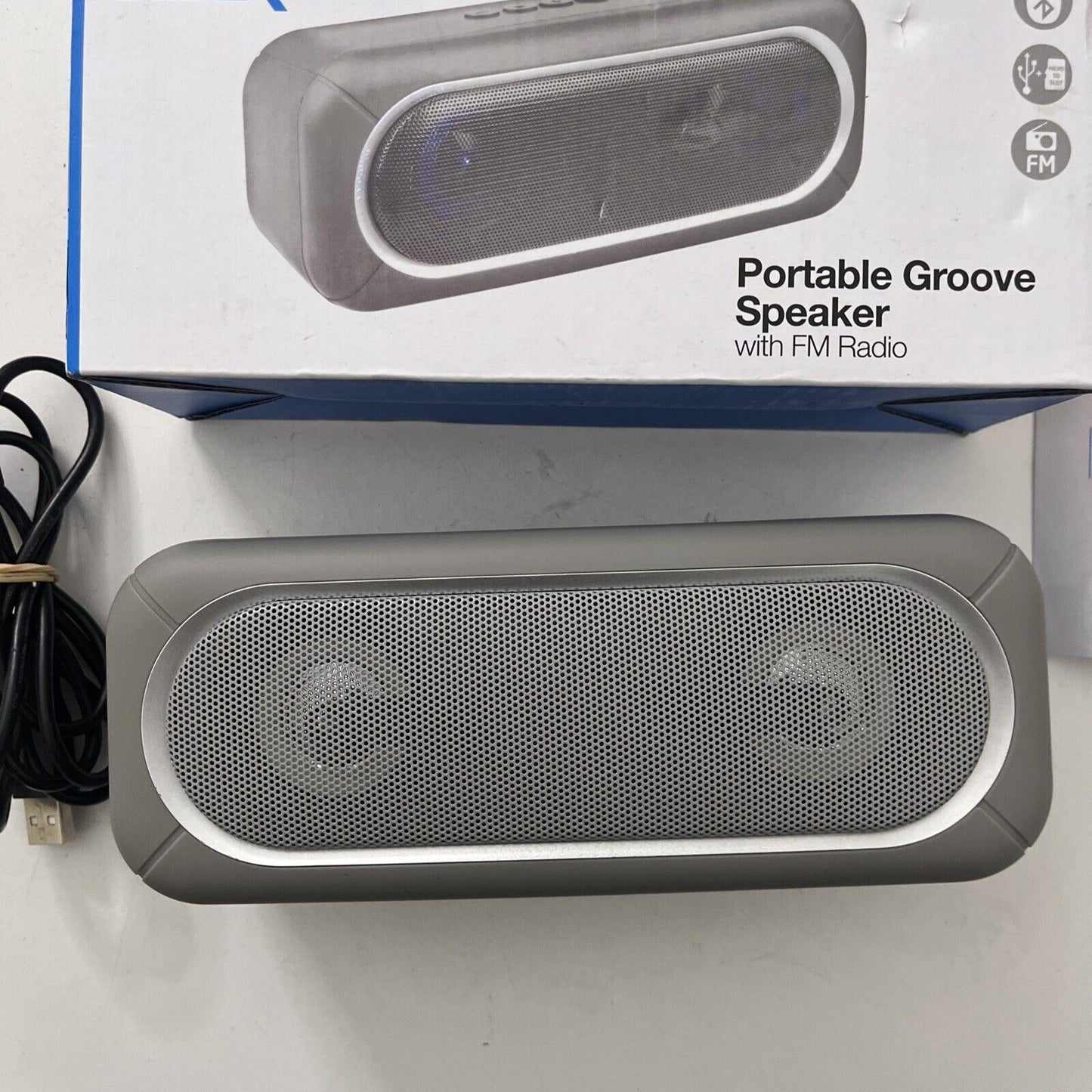 Laser Portable LED Bluetooth TWS FM AUX USB Speaker Grey