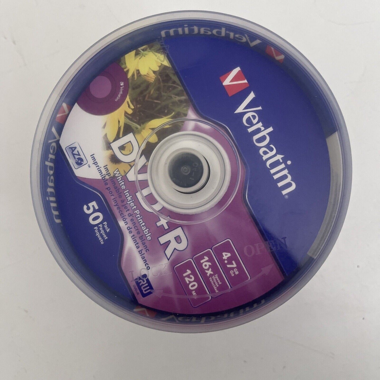*New Sealed* Verbatim DVD+R 4.7GB 50 Pk Printable 16x
