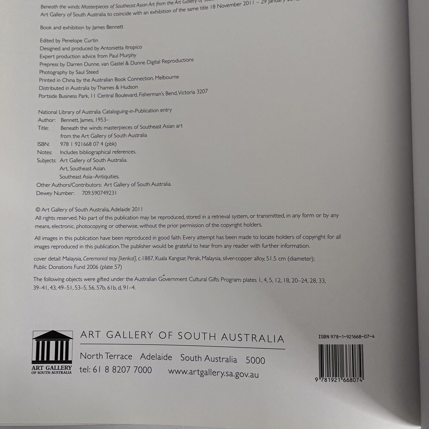 Beneath the Winds: Masterpieces of S.E.Asian Art from Agsa by James Bennett 2011