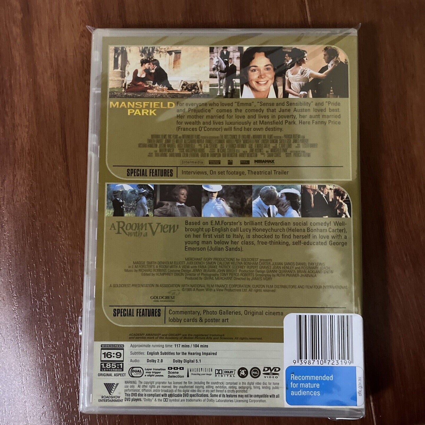 Mansfield Park / A Room With A View (DVD) Frances O'Connor. NEW Region 4
