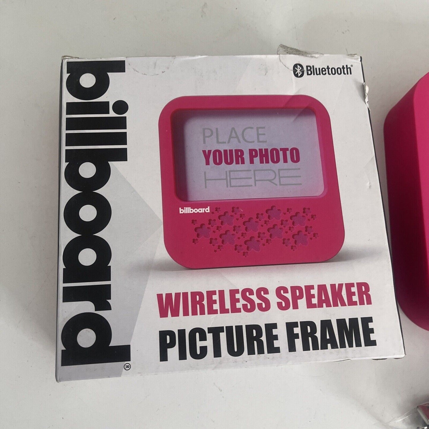 Billboard Bluetooth Wireless Speaker Picture Frame 4x6 Pink *Opened Never Used*