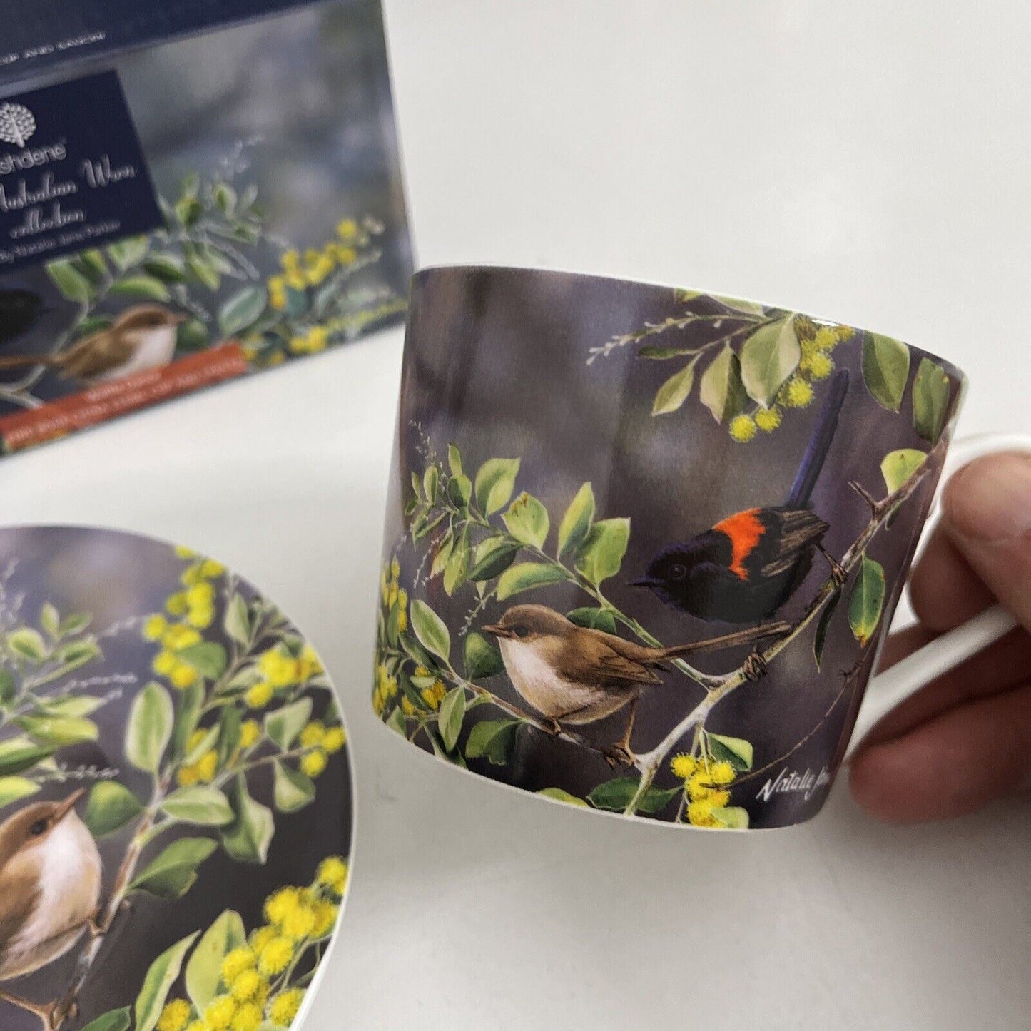 Ashdene 250ml Australian Wren Wattle Dance Matching Tea Cup/Saucer Drinking Mug