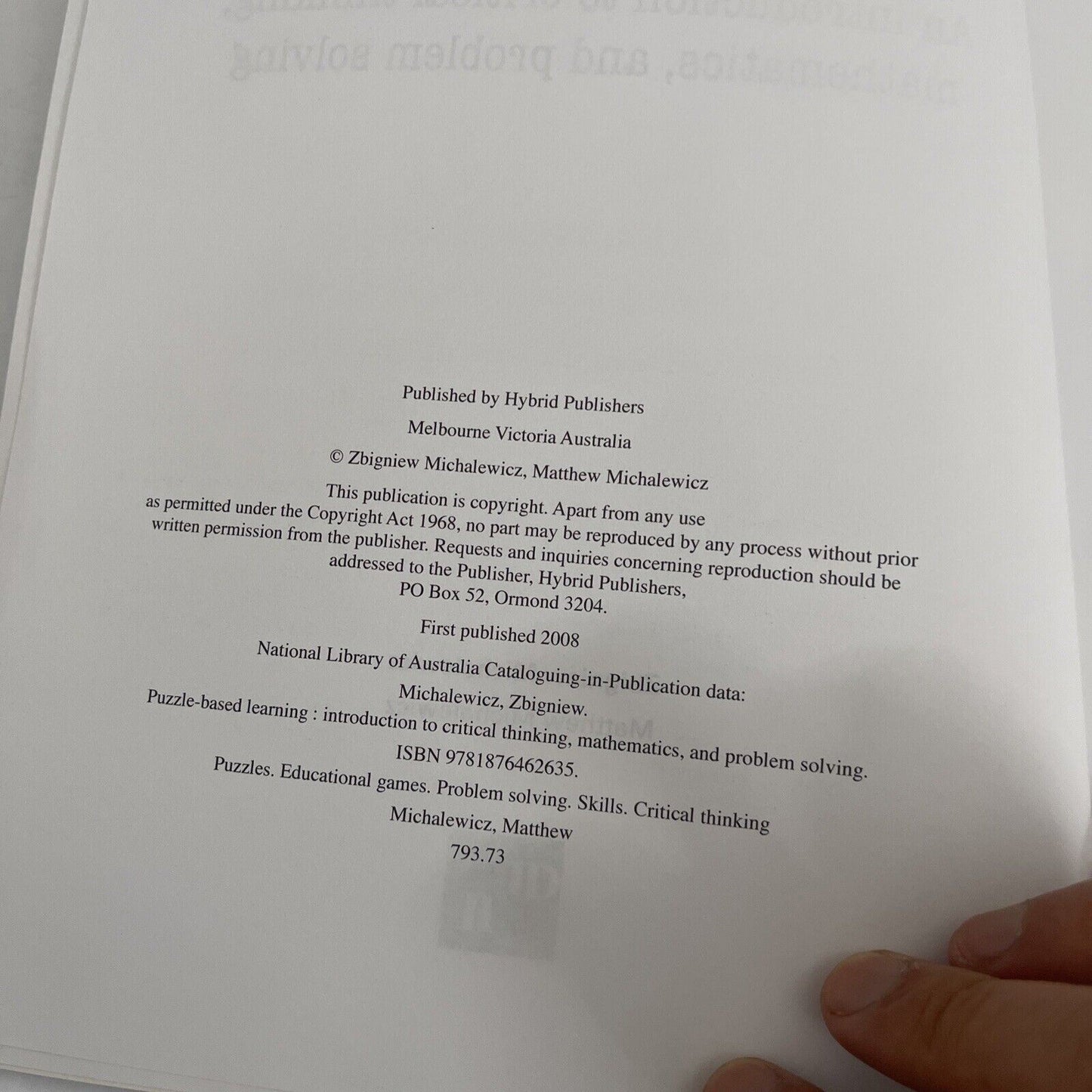 Puzzle-based Learning: Introduction to Critical Thinking by Matthew Michalewicz