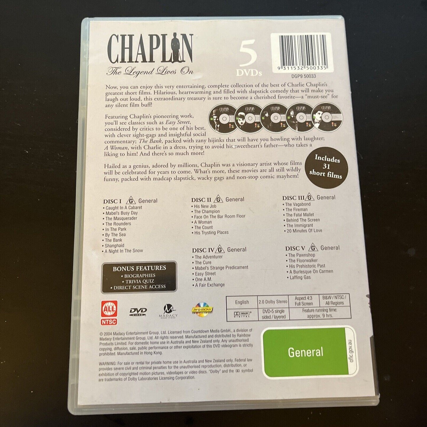 The Chaplin Collection - The Legend Lives On (DVD, 5-Disc) All Regions