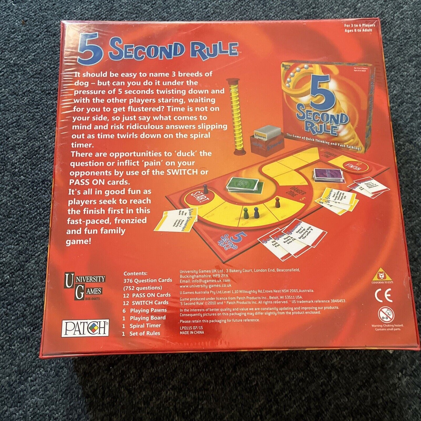 *New Sealed* 5 Second Rule Board Game by University Games
