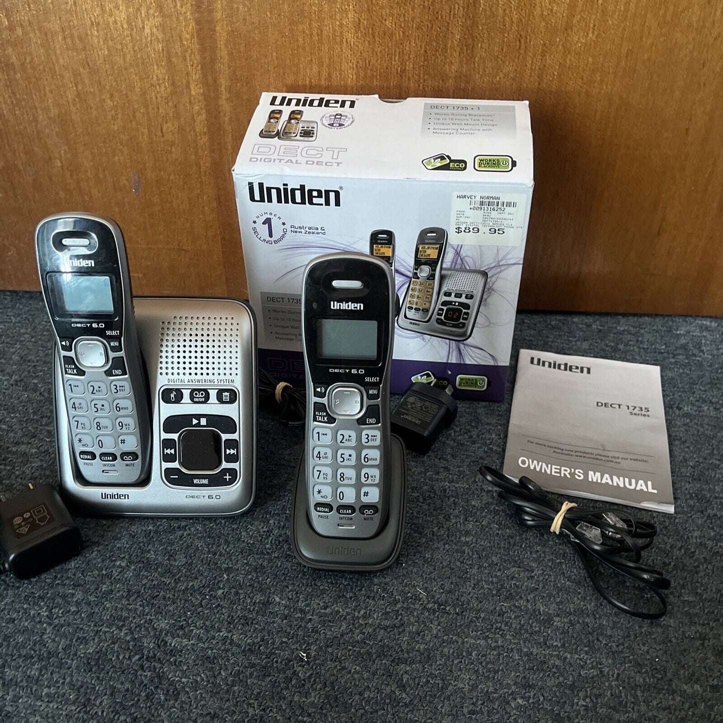 Uniden DECT1735+1 2x Cordless Phone Answering Machine Silver NBN Compatible