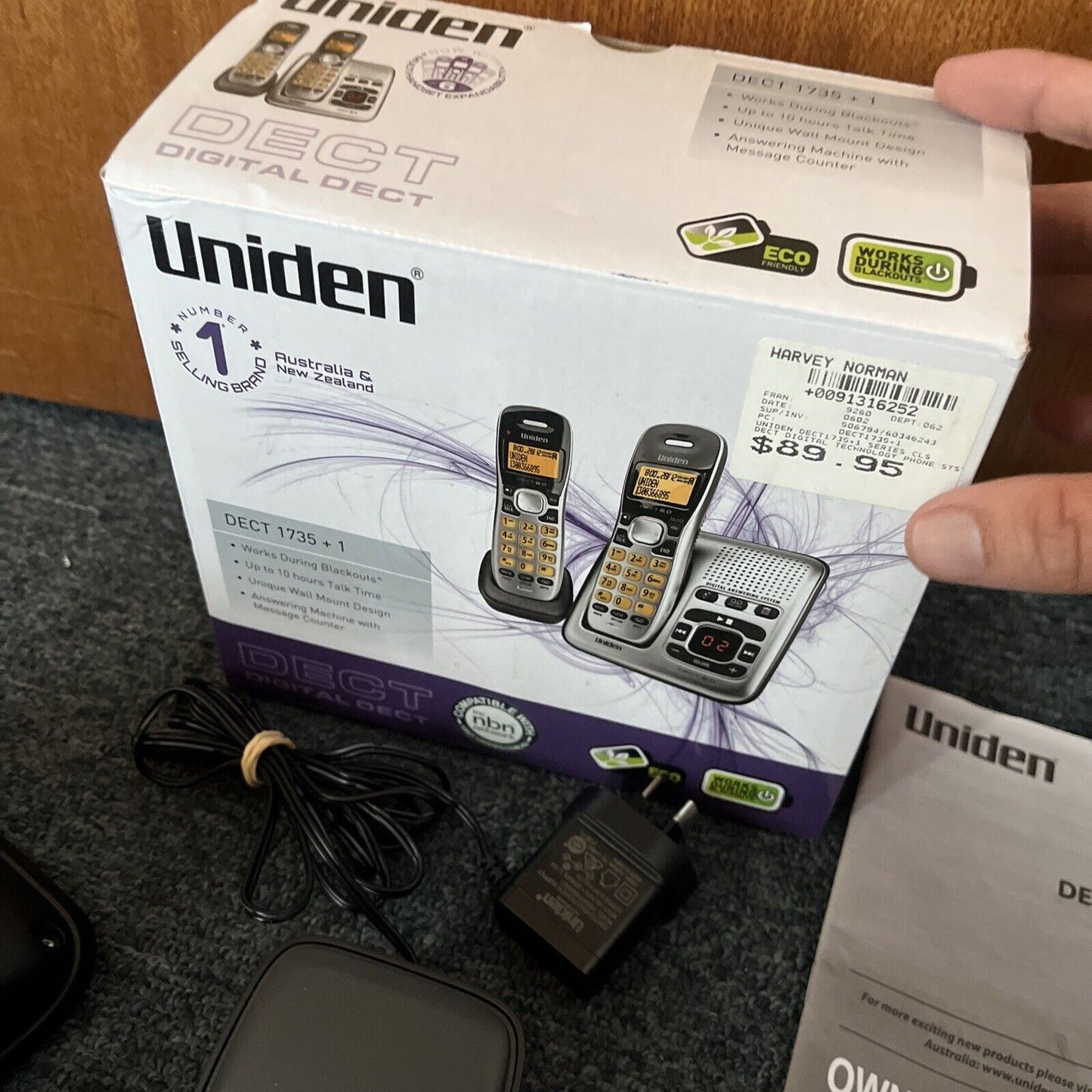 Uniden DECT1735+1 2x Cordless Phone Answering Machine Silver NBN Compatible