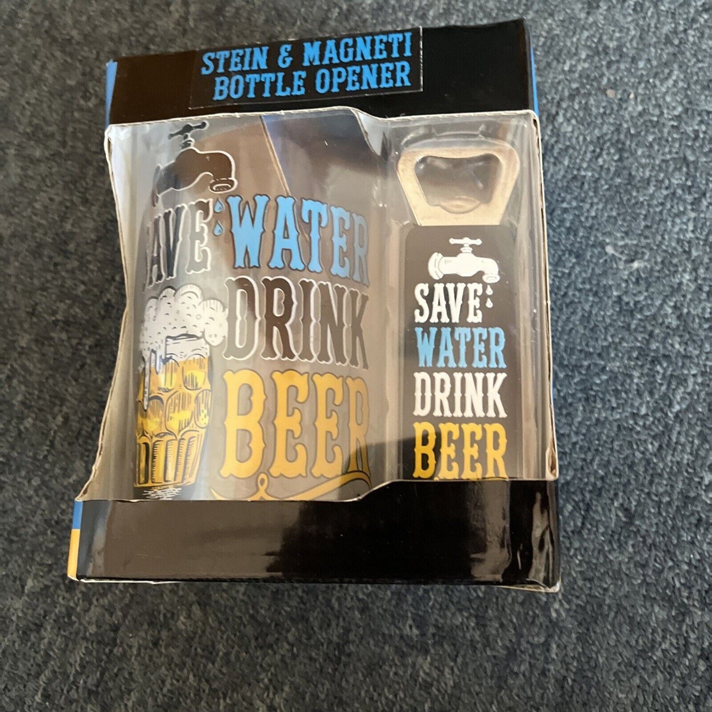 *New* Save Water Drink 500ml Beer Stein Magnetic Bottle Opener