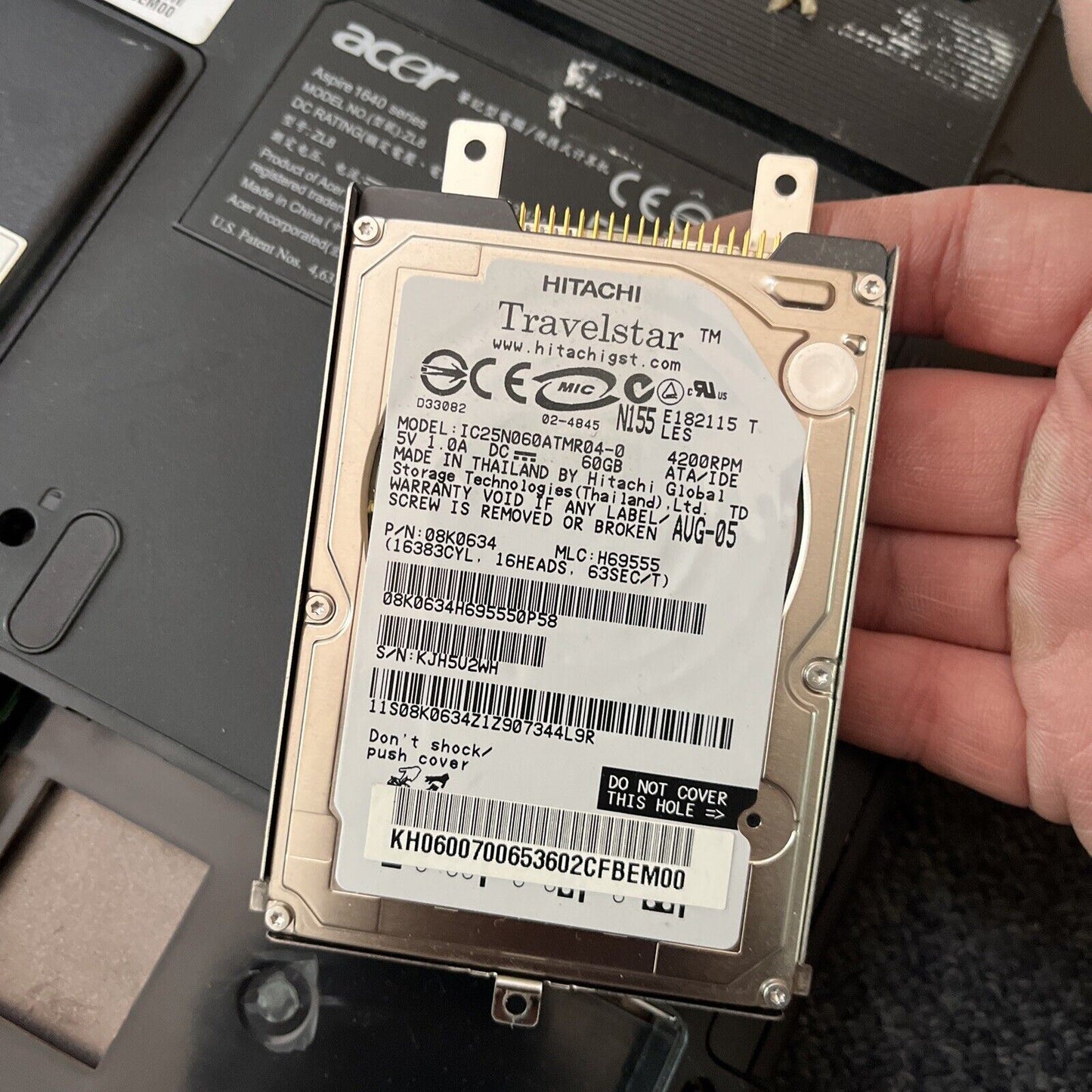 Acer 1640 Series ZL8 Laptop 2gb RAM 15" 60gb HDD *for parts or repair*