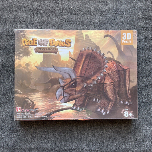 *New Sealed* Ace Of Dinos Triceratops 3D Paper Puzzle Age 8+ Cubic Fun