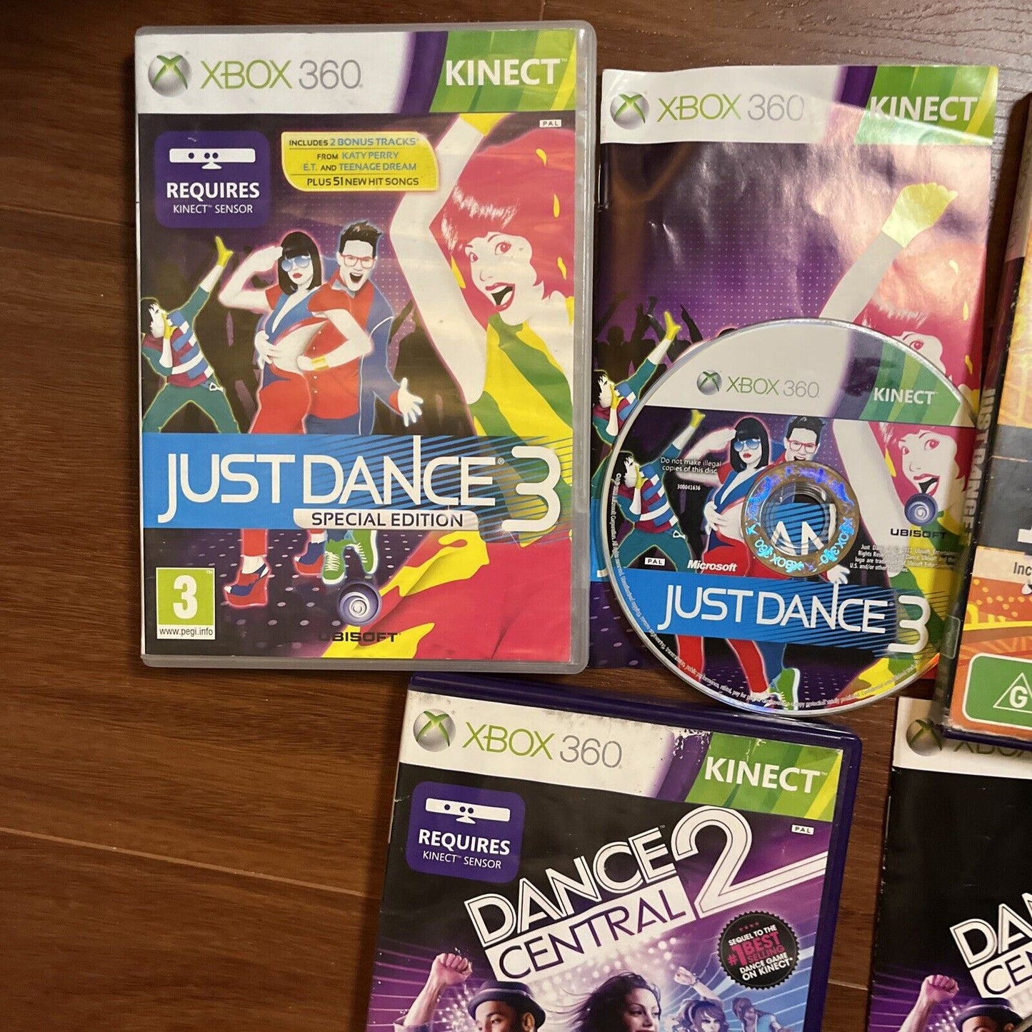 Just Dance 2014 & 3 / Dance Central 2 Microsoft Xbox 360 Kinect With Manual PAL