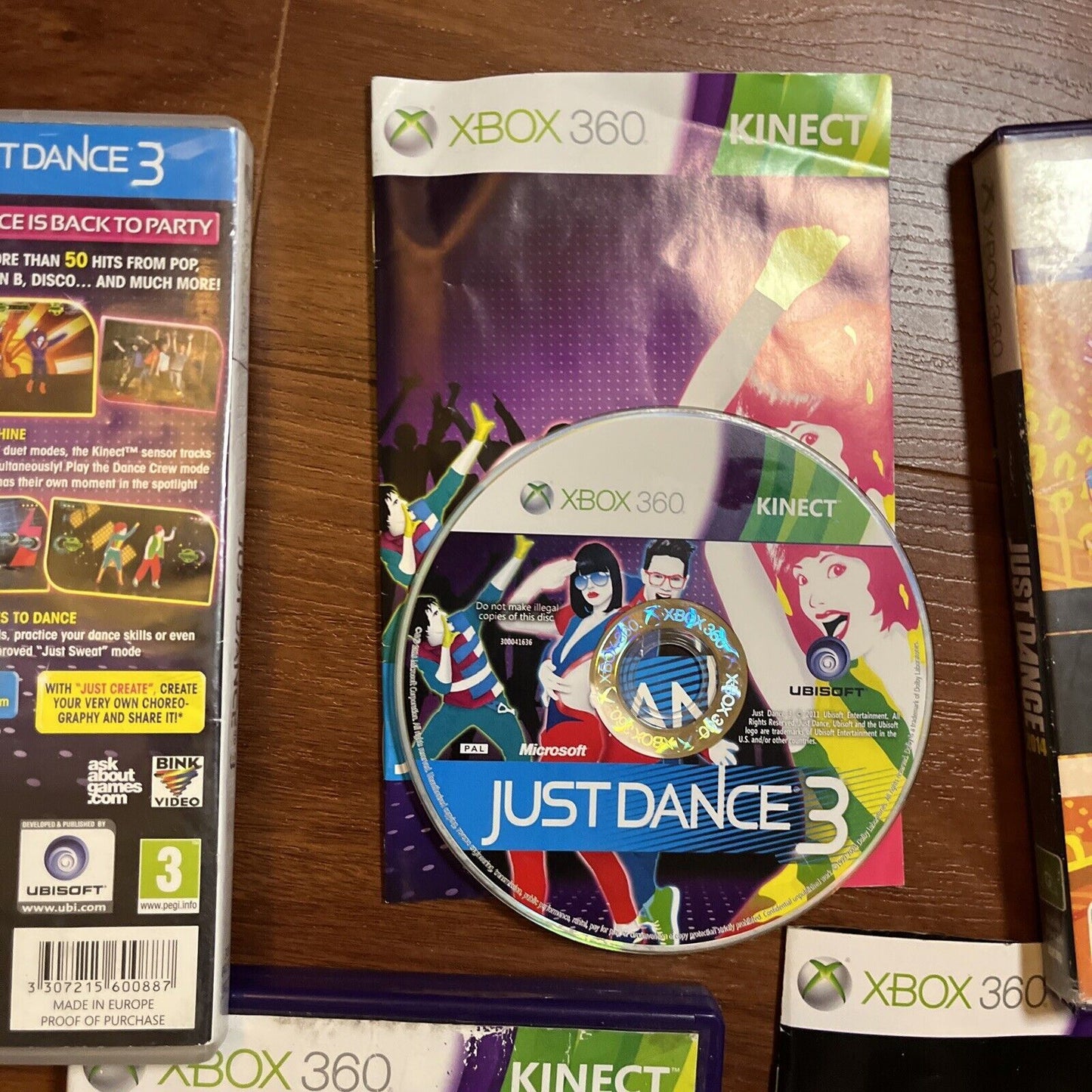 Just Dance 2014 & 3 / Dance Central 2 Microsoft Xbox 360 Kinect With Manual PAL