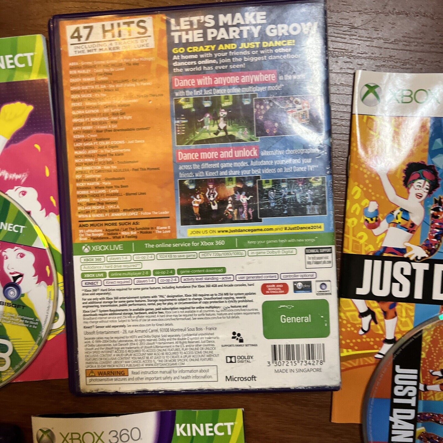 Just Dance 2014 & 3 / Dance Central 2 Microsoft Xbox 360 Kinect With Manual PAL