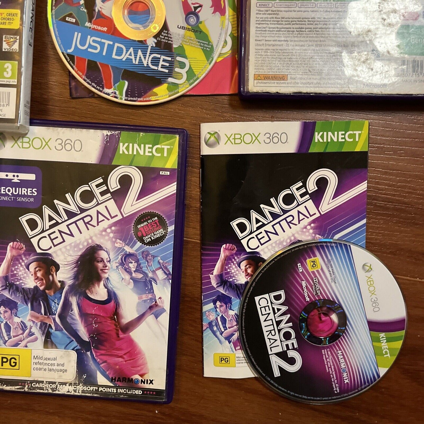 Just Dance 2014 & 3 / Dance Central 2 Microsoft Xbox 360 Kinect With Manual PAL