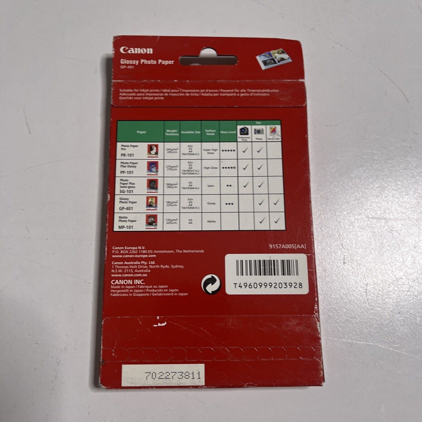 *New* Canon GP-401 4X6 Glossy 50 Sheets Photo Paper Inkjet Photo Paper PGI7BK