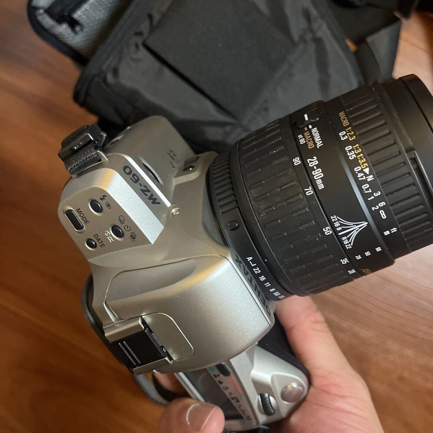 Pentax MZ-60 SLR 35mm Film Camera with Sigma Zoom 28-90mm Macro Lens with Case