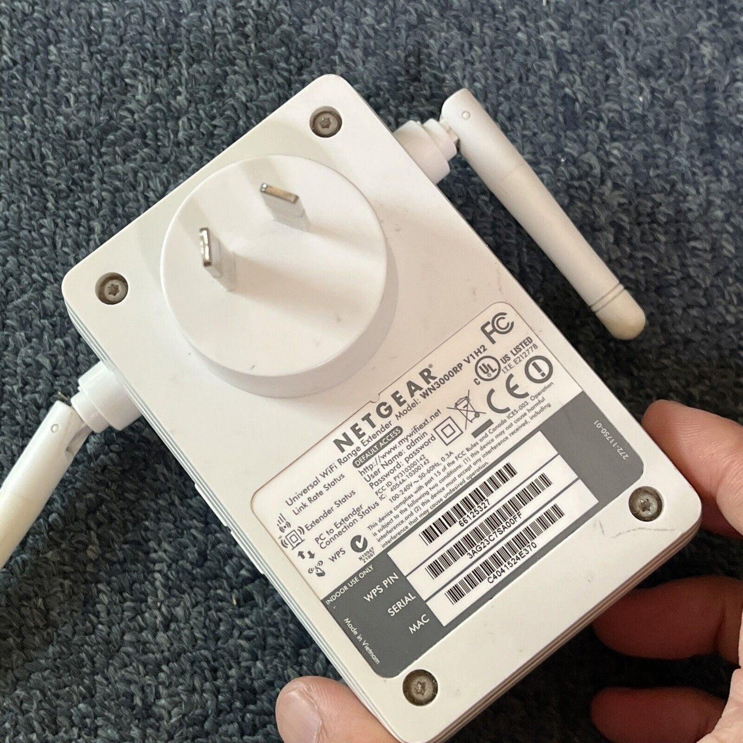 Netgear Universal Wifi Range Extender WN3000RP V1H2