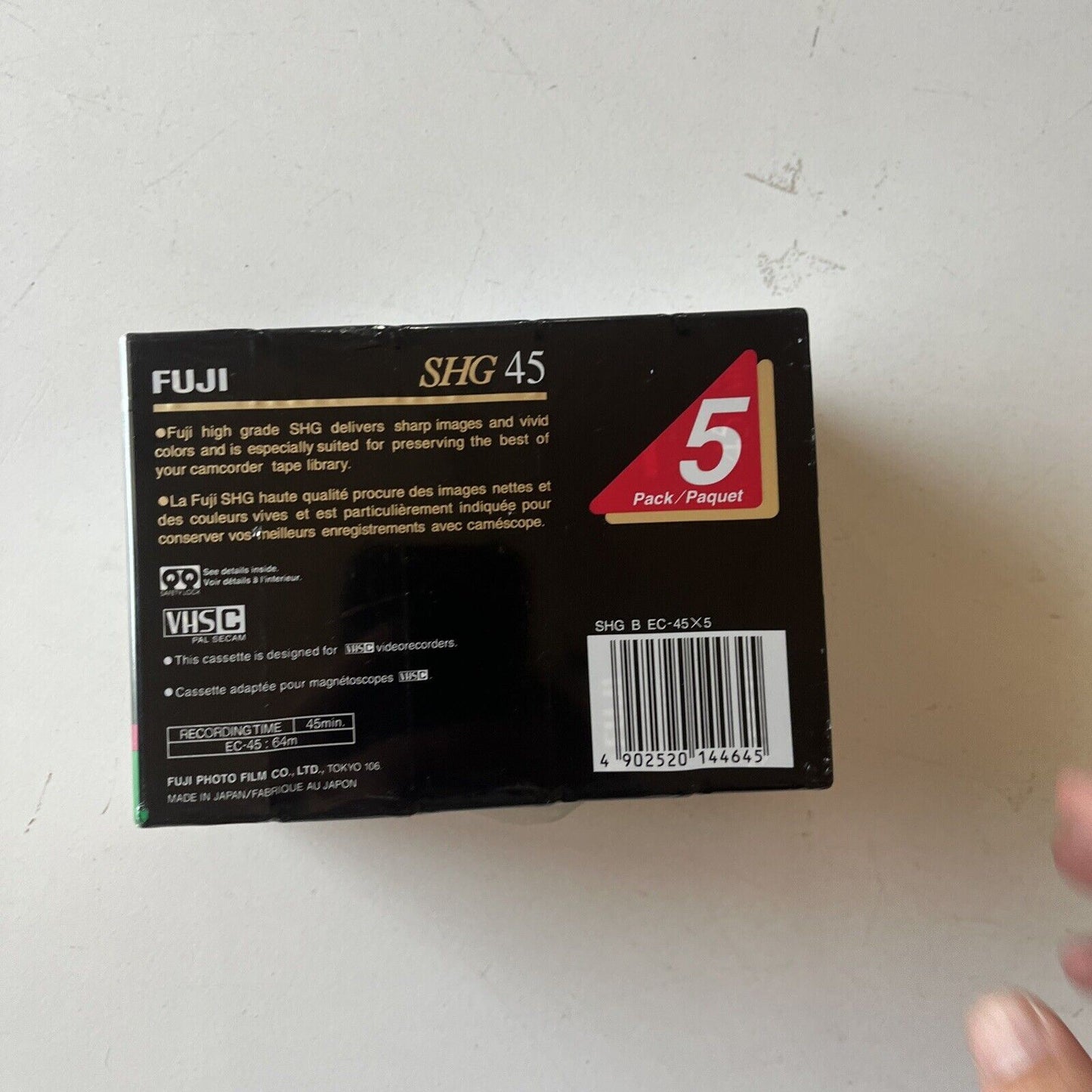 *New Sealed* 5x Fuji Compact Video Cassette VHS-C PAL/SECAM SHG 45