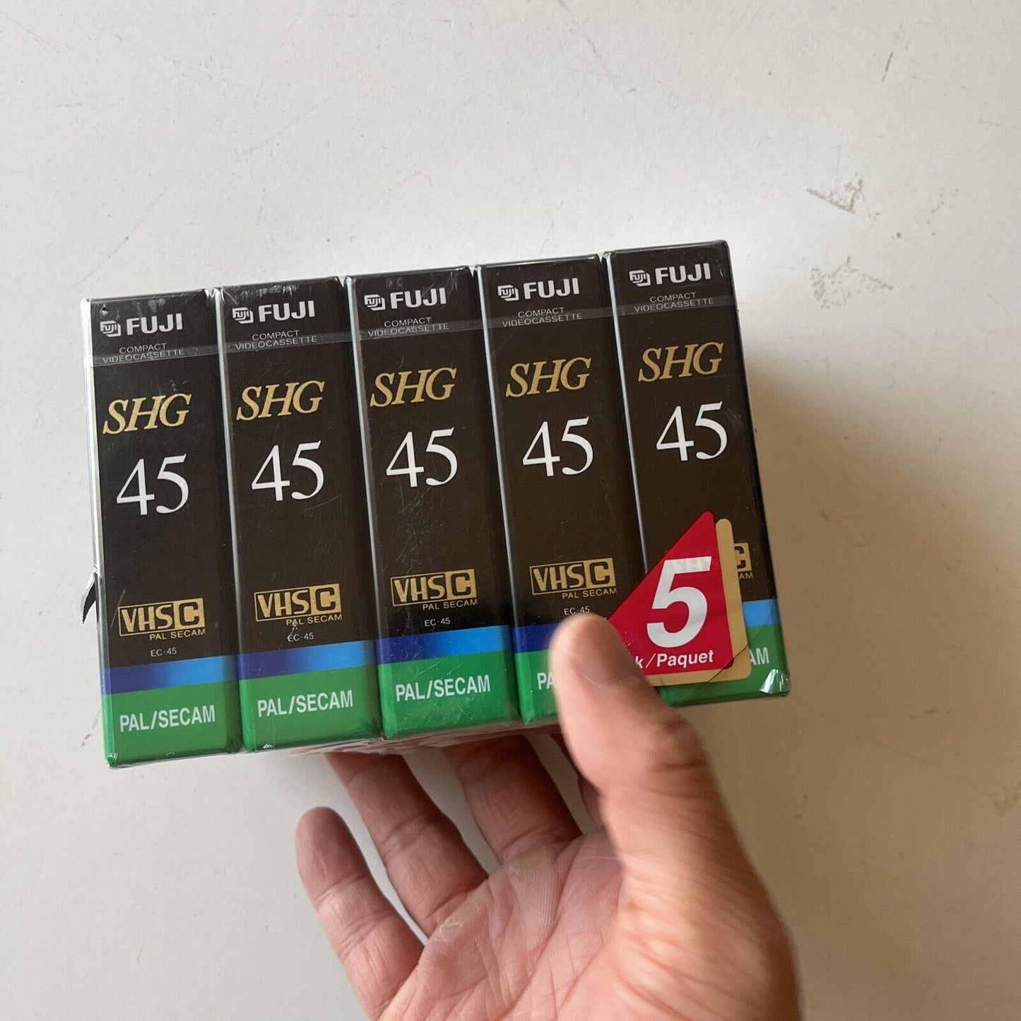 *New Sealed* 5x Fuji Compact Video Cassette VHS-C PAL/SECAM SHG 45