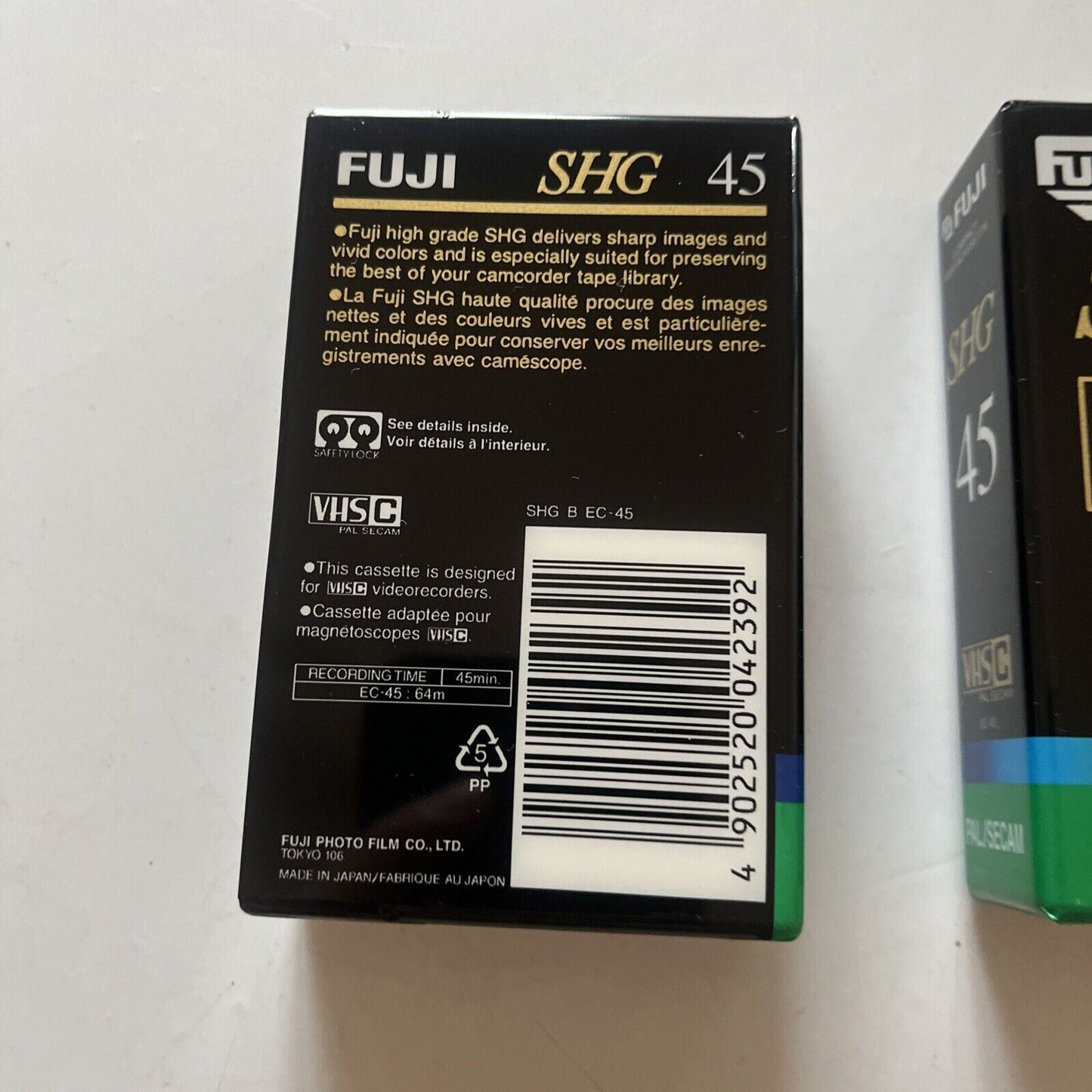 *New Sealed* 2x Fuji Super HG EC- 45 VHS-C Blank Video Tape PAL
