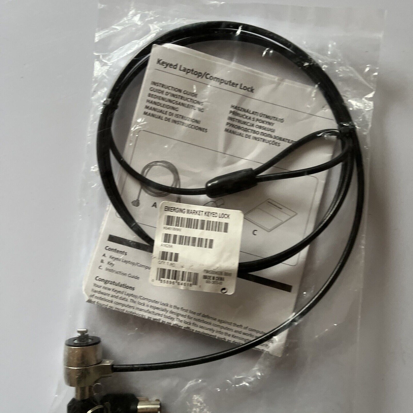 Keyed Laptop / Computer Lock - Laptop Cable Lock Black