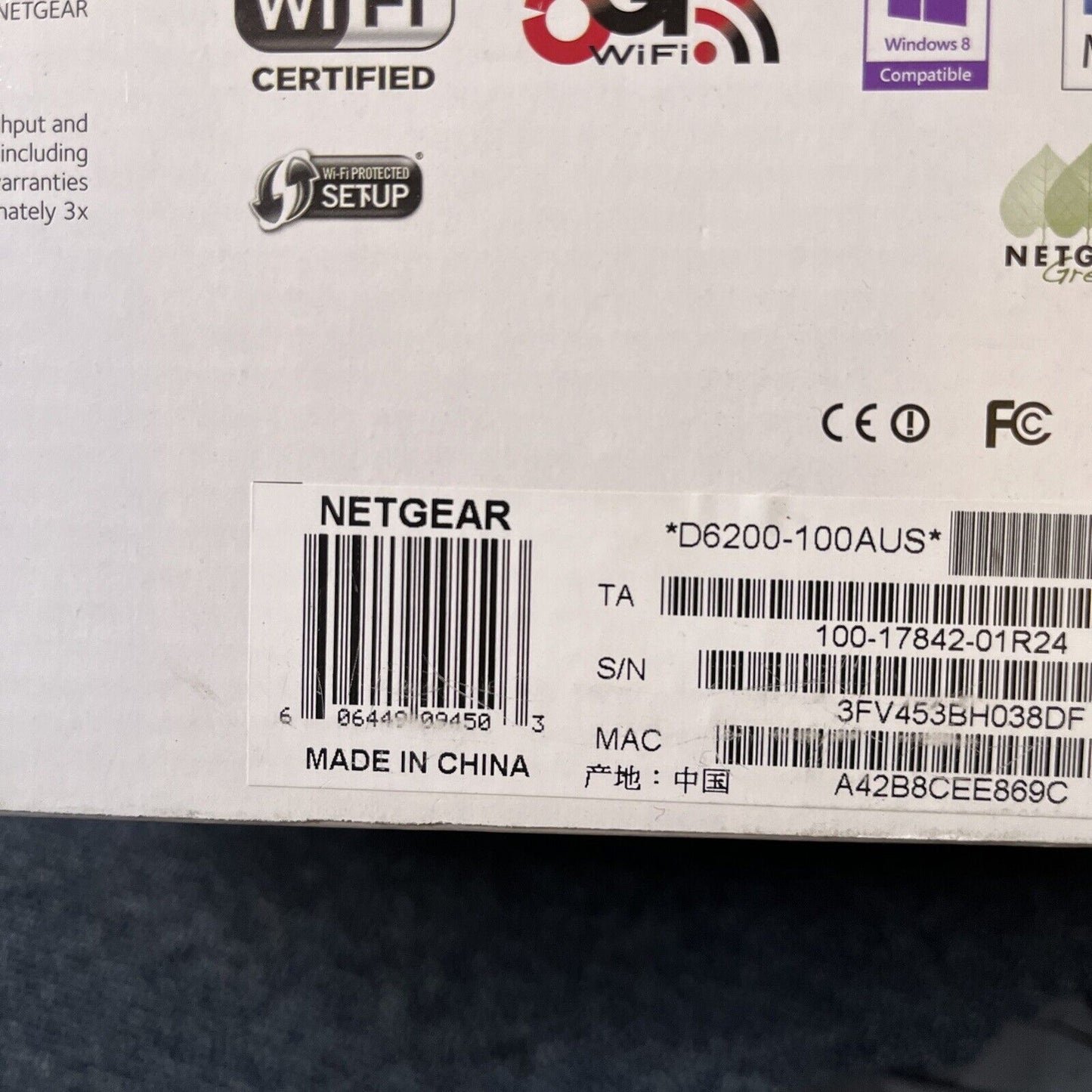 NETGEAR D6200 AC1200 WiFi Dual Band ADSL 2+ Modem Router NBN Compatible