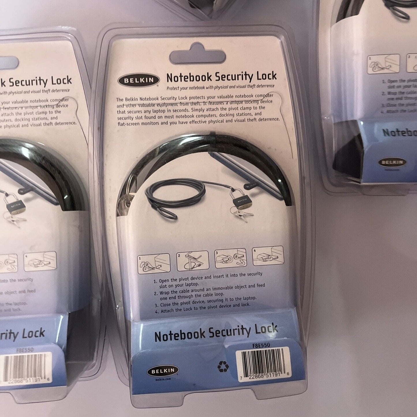 4x Belkin Notebook Laptop Security Lock F8E550
