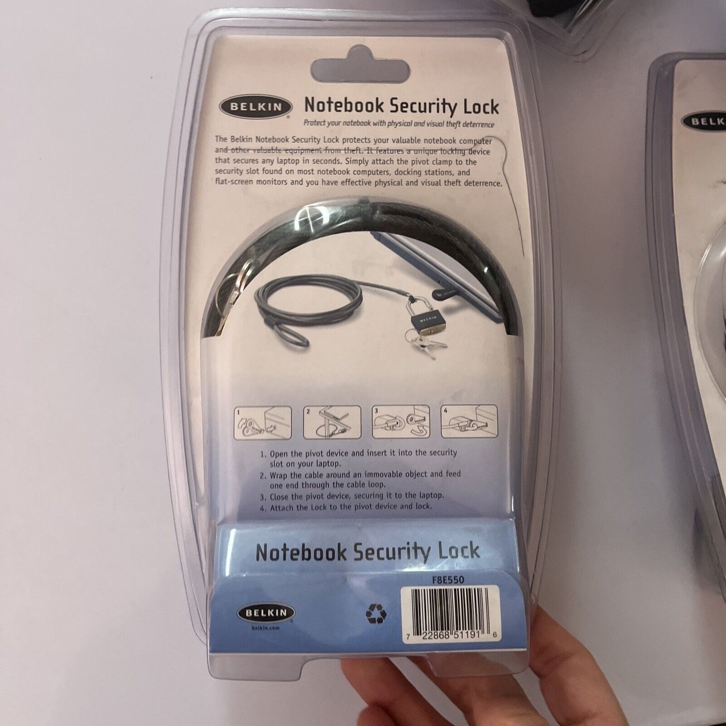 4x Belkin Notebook Laptop Security Lock F8E550