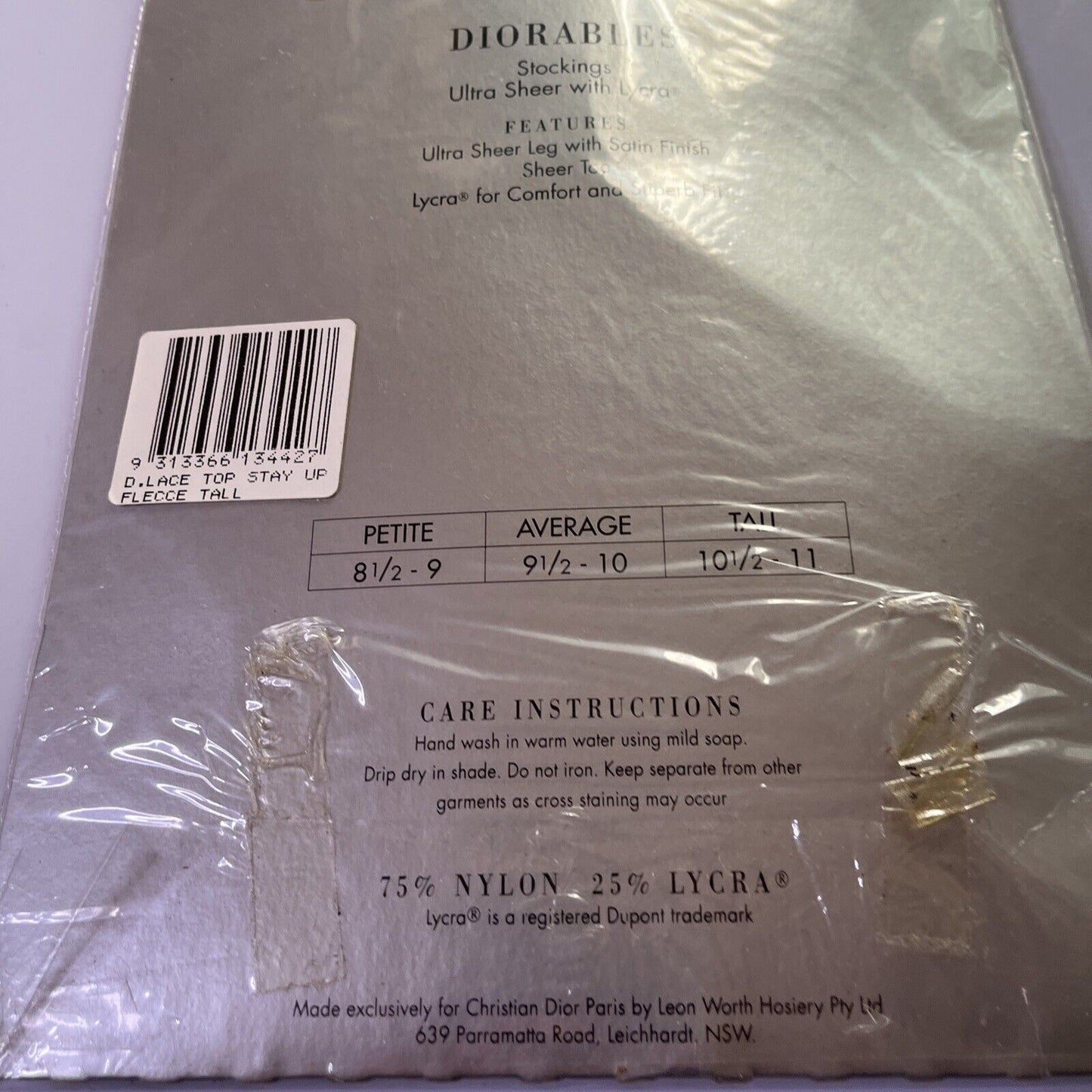 Christian Dior Diorables Stockings Ultra Sheer - Stay Ups Fleece 10.5-11 White